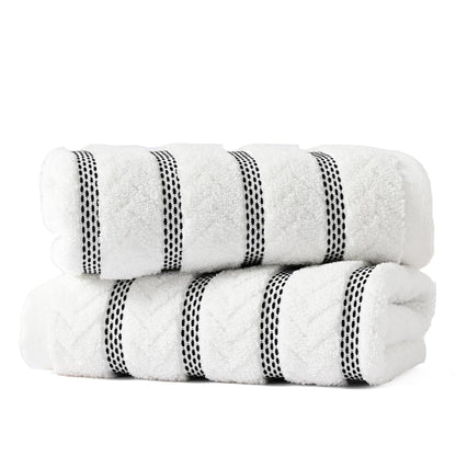 sense gnosis 100% Cotton White Hand Towel Set of 2 Thick Jacquard Ribbed Striped Soft Quick Dry and Absorbent Bathroom Decorative Hand Towel 13 x 29