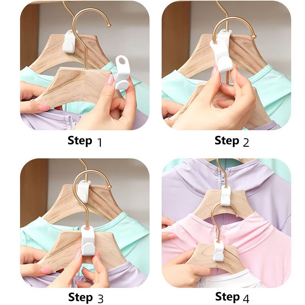 60 Pcs Hanger Connector Hooks, Space Saving Cascading Hanger Hooks,White