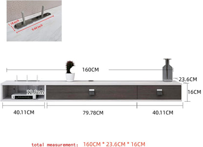 Pmnianhua Floating TV Unit, 63'' Wall Mounted TV Cabinet, Floating Shelves with 2 Doors