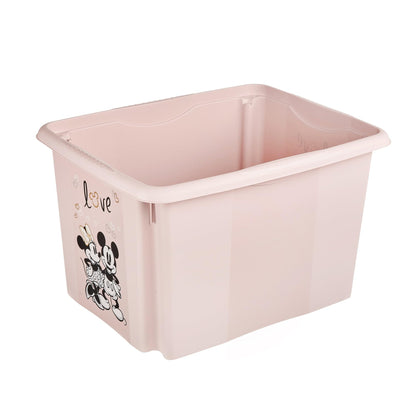 keeeper Karolina 3 x Minnie Storage Box with Lid, Rotating and Stackable, for Children, 30 L, Nordic Pink