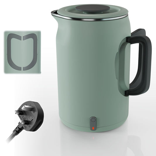 Emooncn 600ML Portable Travel Kettle Stainless Mini Electric Kettle 8mins Fast Boil Small Kettle 400W Travel Tea Kettles for Bedroom Electric Heating