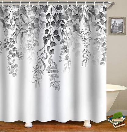 WELTRXE Shower Curtains, Bathroom Shower Curtain with 12 Hooks, Waterproof Polyester Fabric Bathtub Curtain, Weighted Hem, Quick Dry