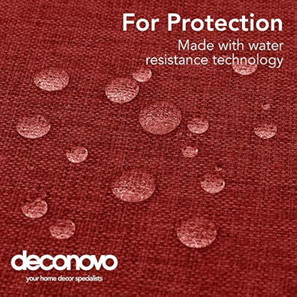 Deconovo Tablecloth 52x90in(132x229cm) Christmas Decorations Faux Linen Rectangle Water Resistant Table Cloth for Dinning Red