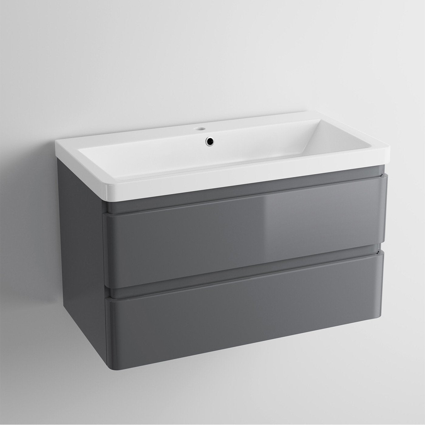 iBathUK Modern Grey Gloss Wall Hung Sink Drawer Unit 800mm (FlatPack)