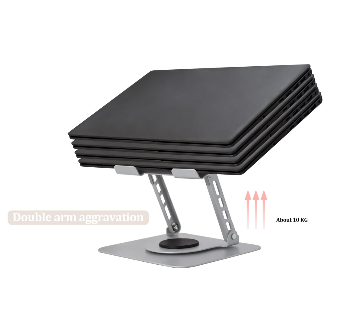 Fit4Less Laptop Stand Ergonomic Design, Adjustable Angel and Height, Foldable fits for laptops, notebooks up to 17.3 Inch (Silver)