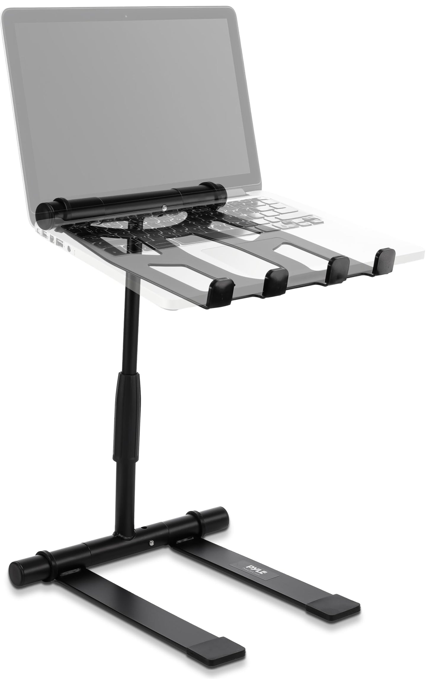 Pyle Single Tray Laptop Stand Adjustable Height Foldable Desk Riser Ergonomic Portable Support for Tablet MacBook DJ Mixer