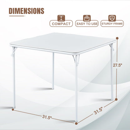 TAO ONE Square Folding Table 32x32 Small Card Table Foldable - White