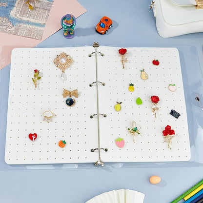 SUPERFINDINGS A4 Enamel Pin Display Book 6 Page Pin Collection Display Holder 300 Pins Capacity Pins Storage Organizer Portable Lapel Brooch Holder