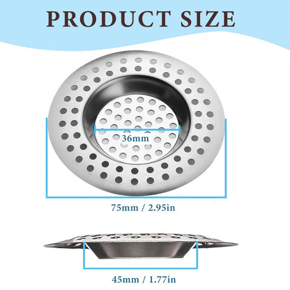 Sink Strainer Plug Stainless Steel Hole Drain Cover, Bath Plug/Shower Drain Protector Hair Catcher Sink Stopper Filter for Bathroom, Kitchen