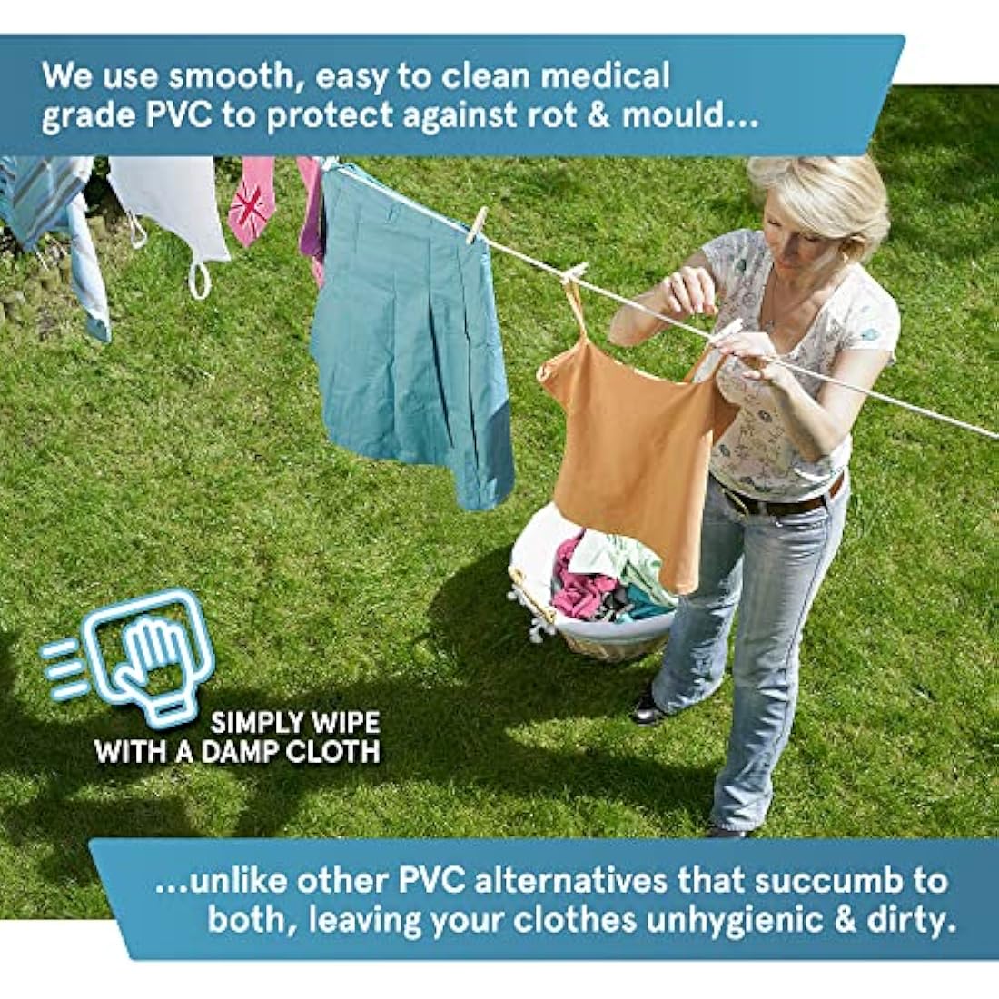 “The Strongest” Steel Washing Line by Smith‘s® (Brown, Size 50m/164ft) | Super Strong, Lifelong, Heavy-Duty Outdoor & Indoor Clothesline | Rot, Mould & Weather Resistant | Lifelong Guarantee!