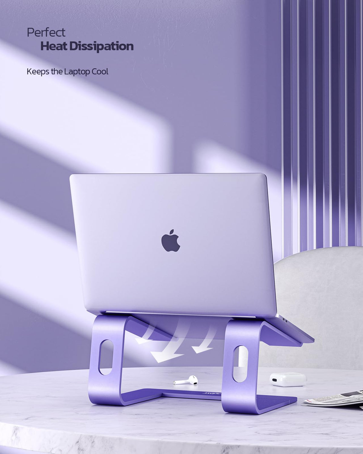 NULAXY Ergonomic Aluminum Laptop Stand - Detachable Riser for 10-15.6” Laptops (Purple)
