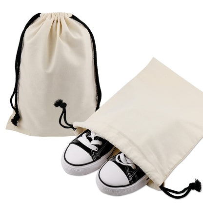 Set of 6 Cotton Travel Portable Shoes Storage Bags Organizer with Drawstring (6PCS M Size) 18.9 x 15 inches (48 x 38cm)