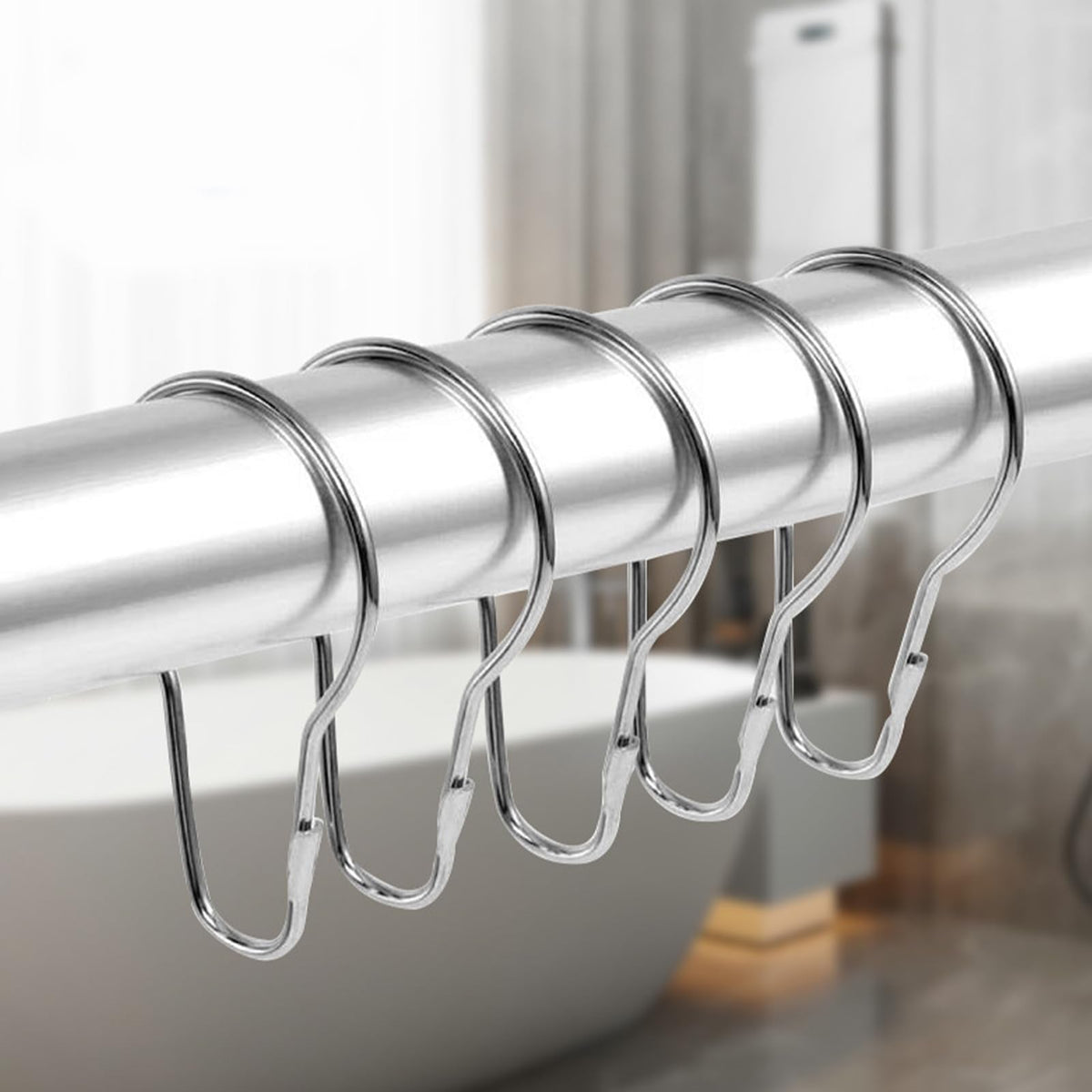 30PCS Shower Curtain Rings, Curtain Hangers Hanging Shower Clips,Stainless Steel Metal Rust Proof Decorative Hooks Loop for Bedroom Bathroom Kitchen