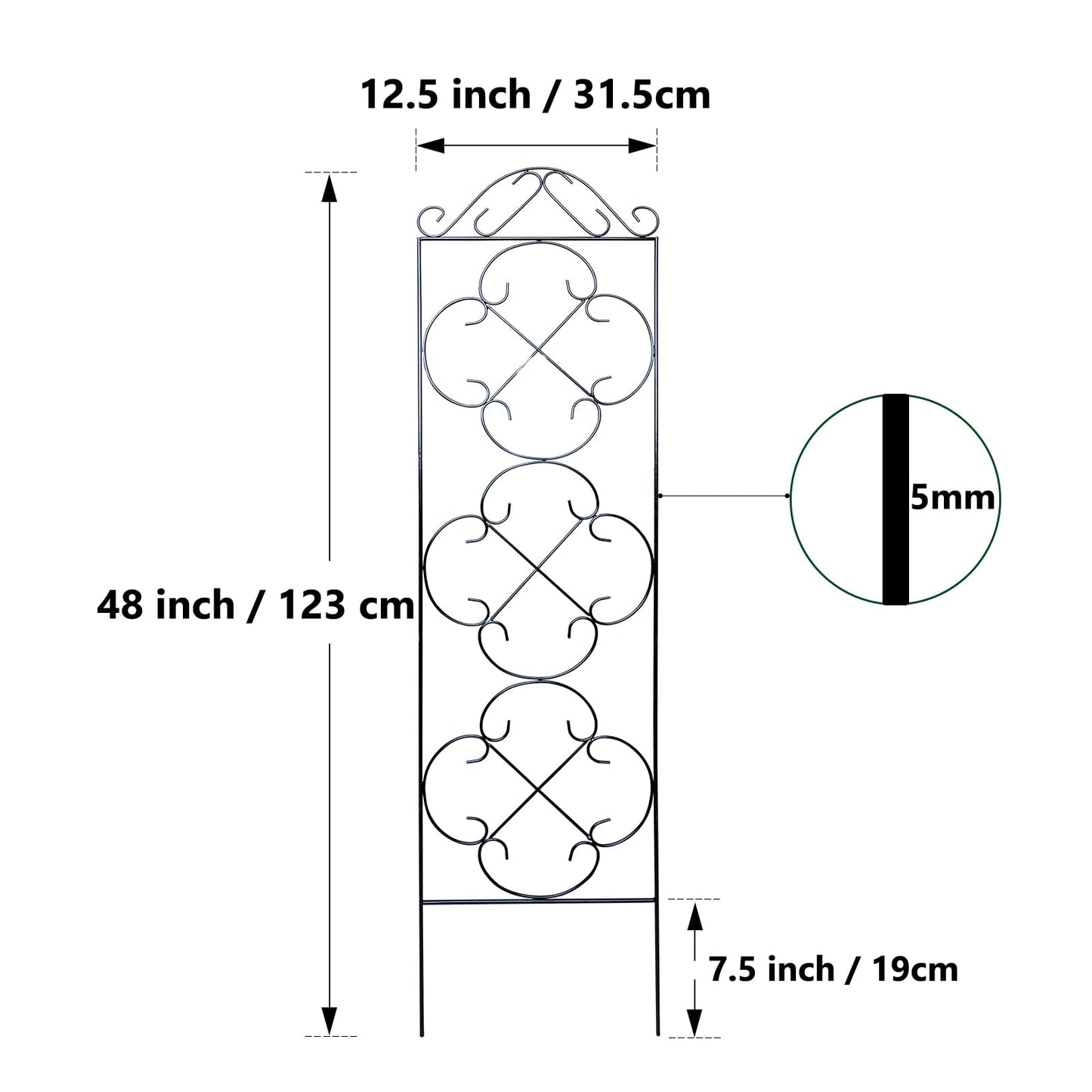Thealyn Garden Trellis 4 Pack 123 cm.H x 31 cm.W Metal Plant Climbing Trellis Suitable for Potted Plants Indoor and Outdoor Climbing Plants Flower Ivy