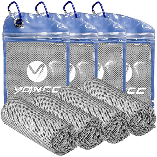 YQXCC 4 Pack Cooling Towels (100x30 cm) Cool Cold Towel, Soft Breathable Chilly Microfibre Towels for Yoga, Golf, Gym, Camping, Running, Fitness, Workout & More Activities