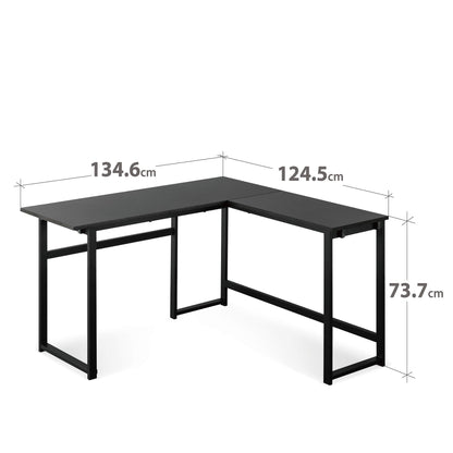 ZINUS Luke 135 cm Black Metal Corner Desk | L-Shaped Computer Desk | Office Desk | Easy, Bolt Free Assembly