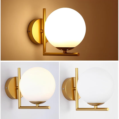 KRUIHAN Modern Gold Wall Lights,Indoor Wall Lighting Fixtures with Glass Shade,LED Wall Sconces Wall Mounted Lamp for Bedroom Bedside Hallway Living