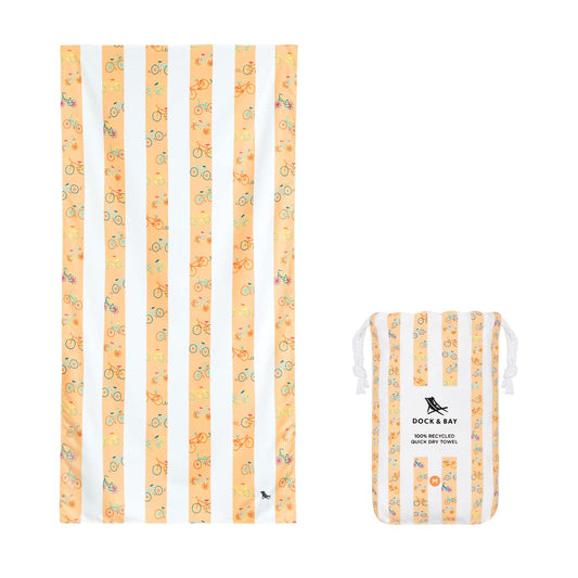 Dock & Bay Kid's Towel - For Beach Use - Quick Dry, Sand Free - Compact, Lightweight - 100% Recycled - Includes Bag - Bike Bike Baby, Large (160x90cm,