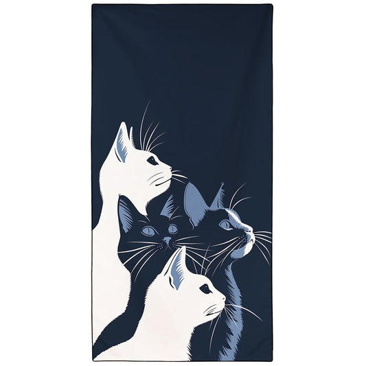 YISUMEI Cats Side Face Beach Towels for Adults Extra Large 180 x 90 cm, Microfibre Quick Dry Towel for Travel Swimming Camping Sports