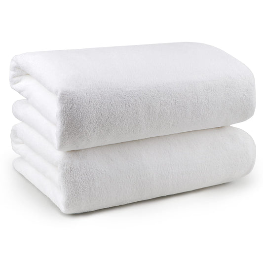 Orighty Bath Towels Pack of 2(27?? x 54??) - Soft Feel White Bath Towel, Highly Absorbent Microfibre Towels for Body, Quick Drying, Microfibre Bath