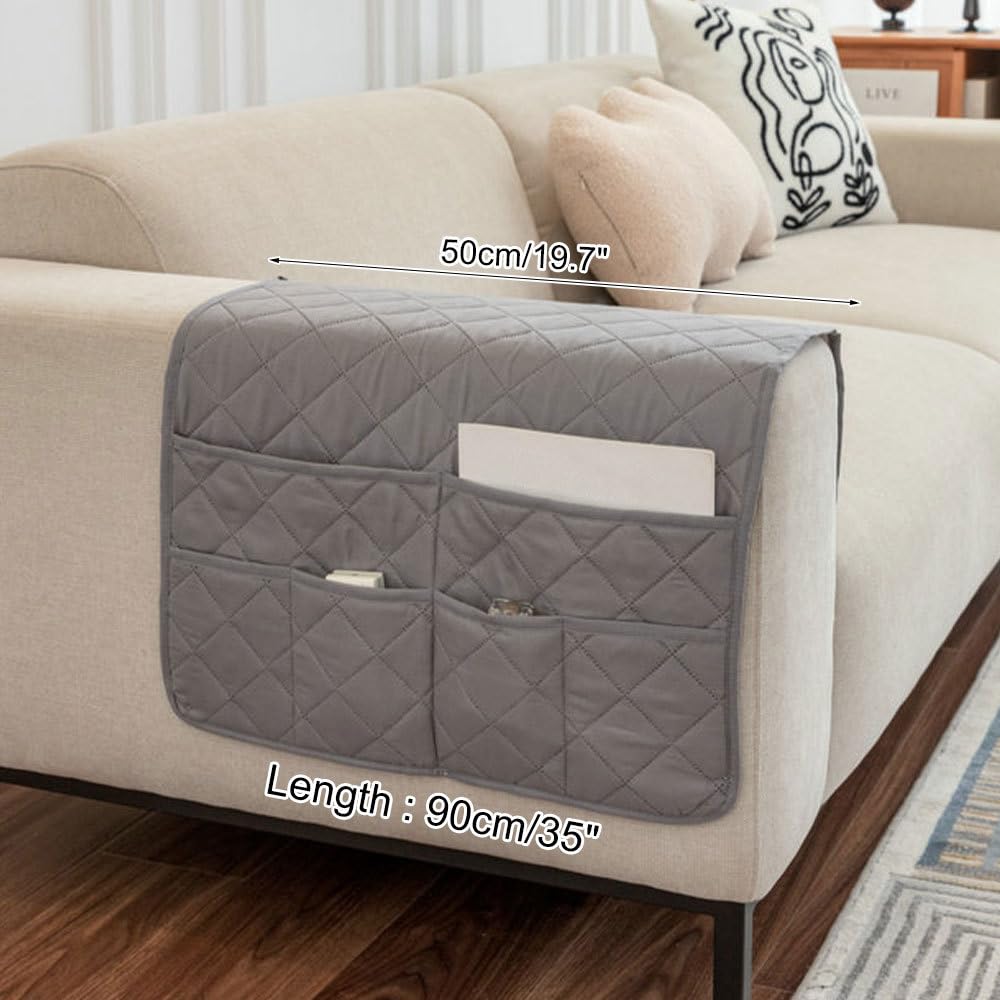BDKMMS Sofa Armrest Organizer, Non Slip Recliner Caddy with Multi-pocket Design, Soft & Breathable Sofa Armchair Caddy for TV Remote, Phone, Magazine
