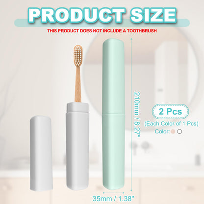 sourcing map 2Pcs Travel Toothbrush Case, 8.27 x 1.38" Portable Travel Toothbrush Holder, Plastic Toothpaste Container for Bathroom, Gym