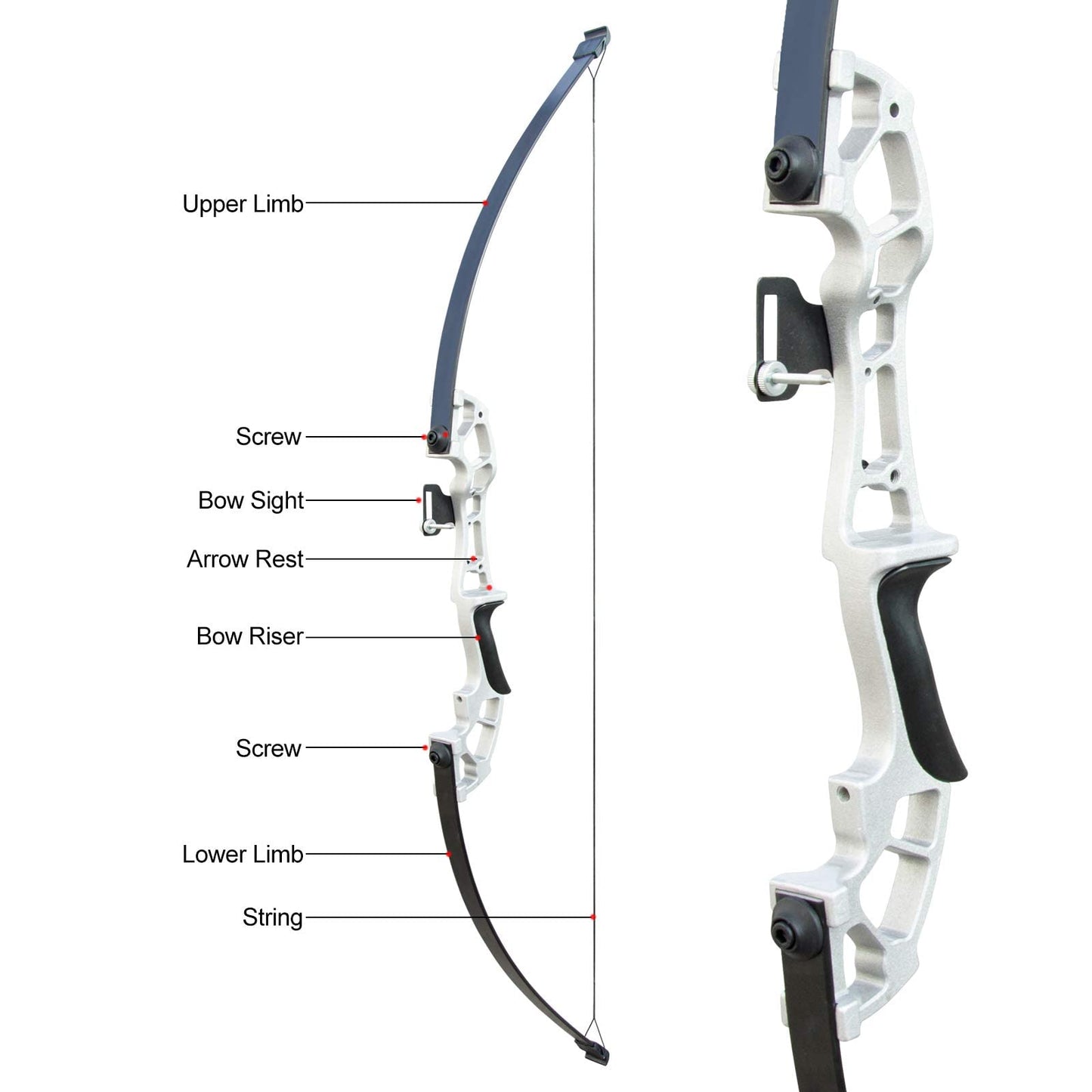 D&Q Archery Set Adult Bow and Arrow Set Adult Takedown Recurve Bow Hunting Bow Target Practice Competition Survival Longbow Right Hand 50" 30lbs,