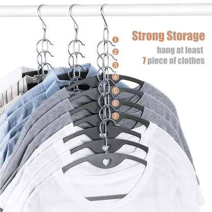 10-Pack Clothing Chain Hanger, Metal Space-Saving Closet Organizer, Anti-Wrinkle 7 Loop Organizer for Clothes, Dorm Room Essentials