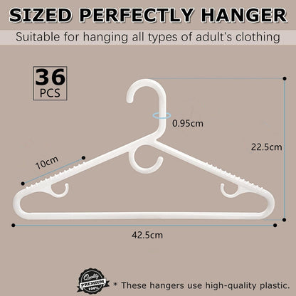 Amber Home 36pcs Thick Plastic Shirt Hangers, Stable Suit Hangers, White
