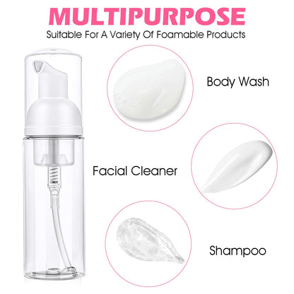 3 Pcs Travel Foam Pump Bottle, Portable 60ml / 2 oz Travel Size Pump Bottle, Empty Refillable Plastic Mousse Foam Soap Dispenser Pumps for Hand Soap