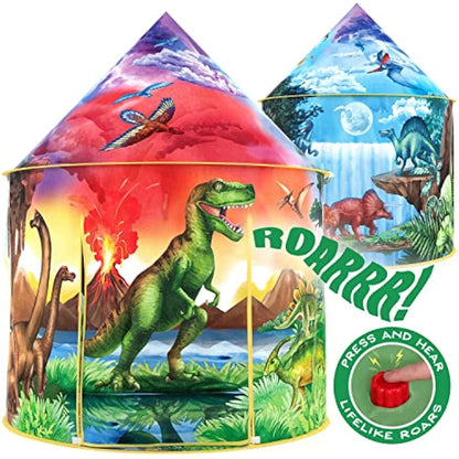 W&O Dinosaur Discovery Play Tent with Roar Button - Extraordinary Pop Up Tent for Boys & Girls - Perfect for Indoor & Outdoor Adventures