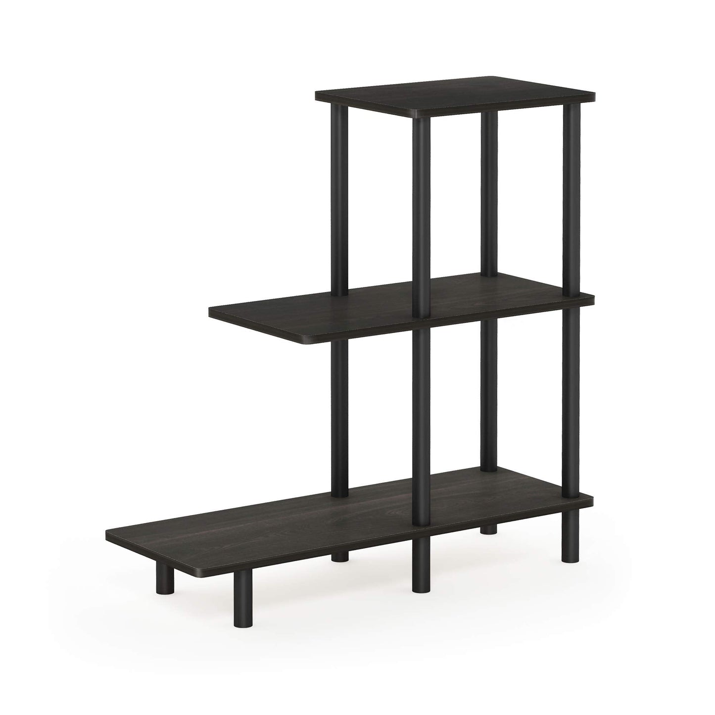Furinno TURN-N-TUBE Side Table, 3-Tier Tall L-Shape End Table with Open Shelf, Tall Toolless Night Stand, Bedside Table, for Living Room, Bedroom