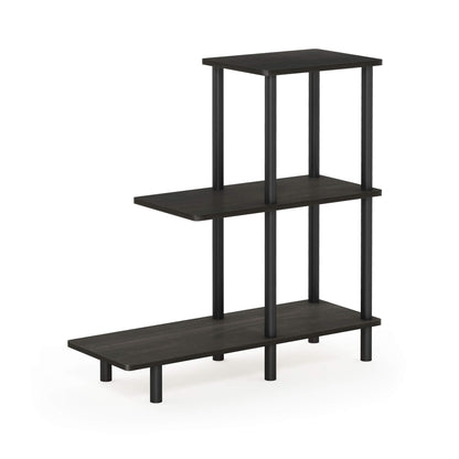 Furinno TURN-N-TUBE Side Table, 3-Tier Tall L-Shape End Table with Open Shelf, Tall Toolless Night Stand, Bedside Table, for Living Room, Bedroom