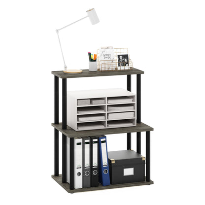 Furinno TURN-N-TUBE Printer Stand, 3-Tier Printer Table with with Storage Shelf, Open Frame Standing Shelf, for CPU, Office Supplies, Home Office