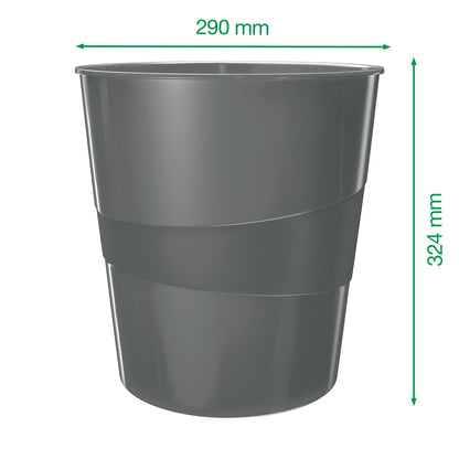 Leitz WOW 52781016 Waste Paper Bin, Pack of 6, 15 Litres, Plastic, Yellow,