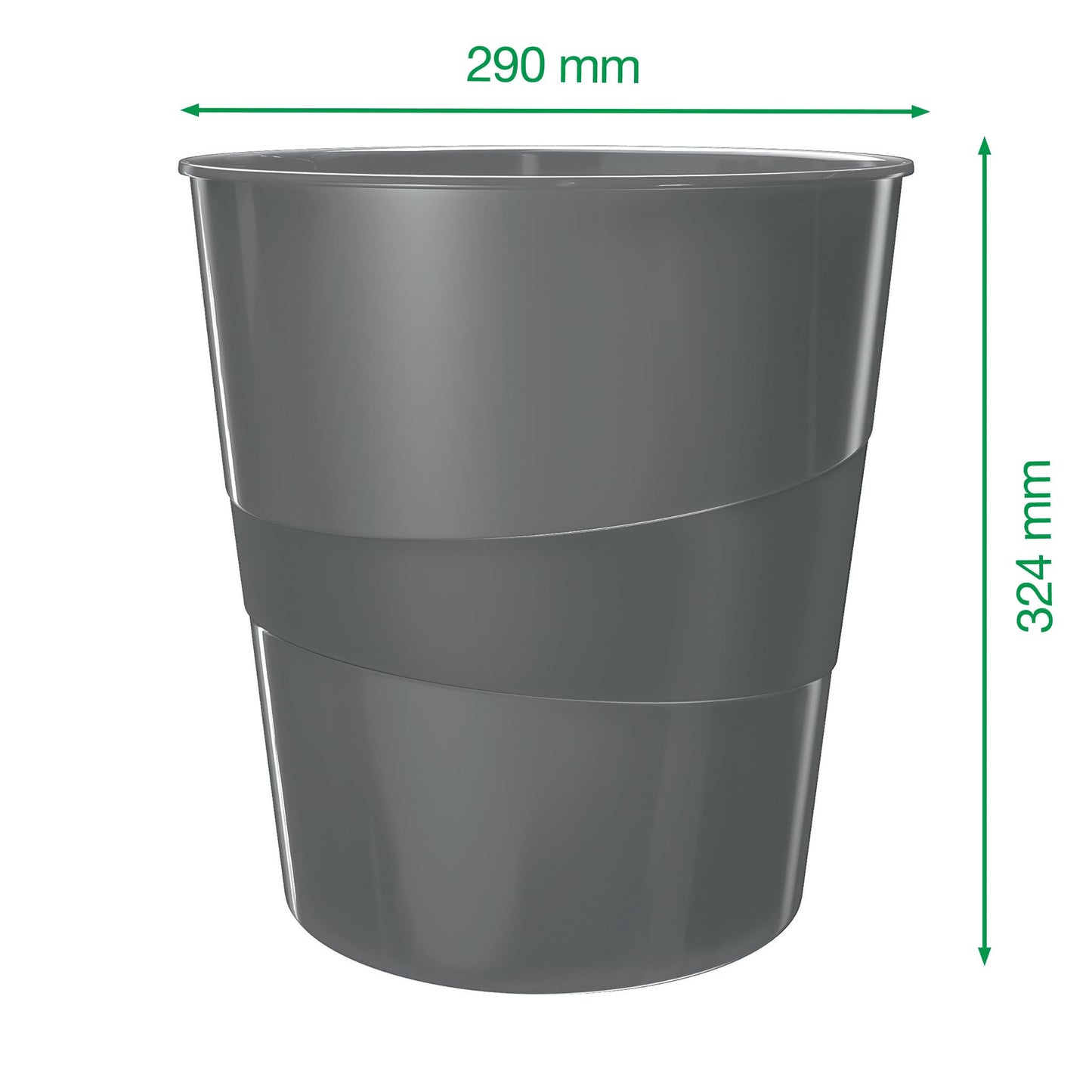 Leitz 52781054 15 Litre Waste Bin, Plastic, WOW Range, Green
