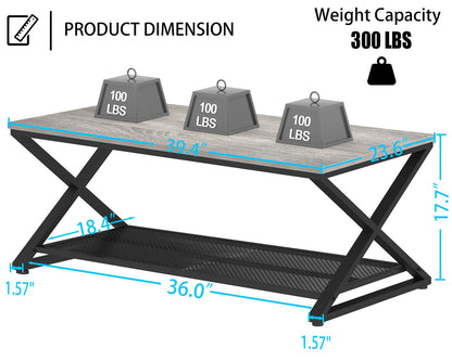 LVB Coffee Table for Living Room Coffee Tables With Storage 100cm Grey