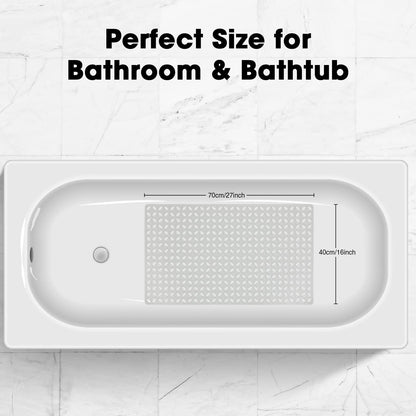 WELTRXE Non Slip Bathtub Shower Mat, Soft TPE Anti-Slip Bathroom Mat, Odorless, Strong Suction Cups, Good Drainage Hole, Machine Washable
