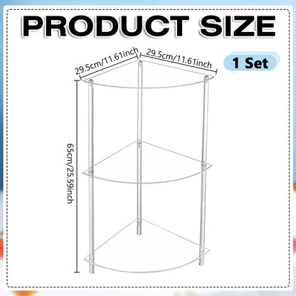 AHANDMAKER Clear Acrylic Corner Table 11.61in L x 11.61in W x 25.59" H Fan Shape Modern Side Table Lightweight Shelf Organizer for Living Room