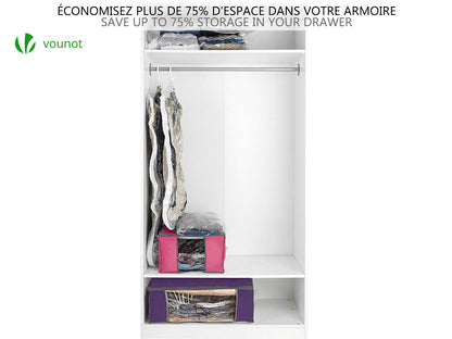 VOUNOT Set of 4 vacuum storage bag Large Capacity XXL | 4 Vacuum bags with 4 storage boxes | 2 small model 154L and 2 large models 484L