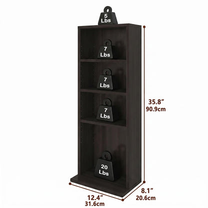 CTESNE【Sturdy Build&Easy Assembly 4 Tier Wooden Book Shelf with Anti-Tipping Kits,Thick Frame Bookcase,Open Living Room Furniture,Book Case for