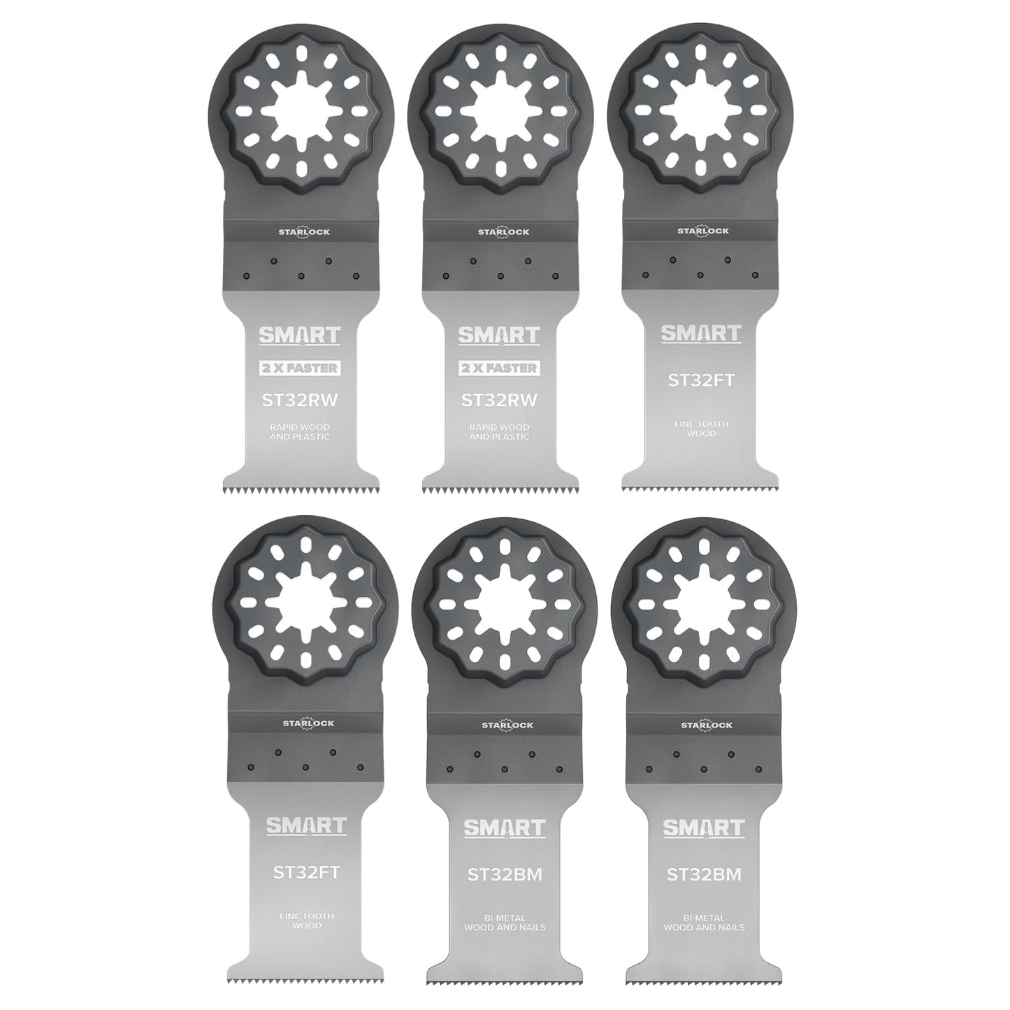 SMART 6 Piece Starlock Fitment Multi Tool Blade Set, 6 x Multitool Blades, ST6MAK