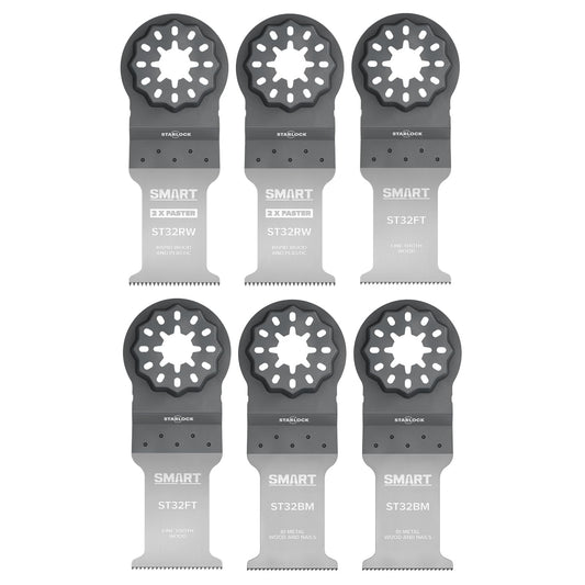 SMART 6 Piece Starlock Fitment Multi Tool Blade Set, 6 x Multitool Blades, ST6MAK