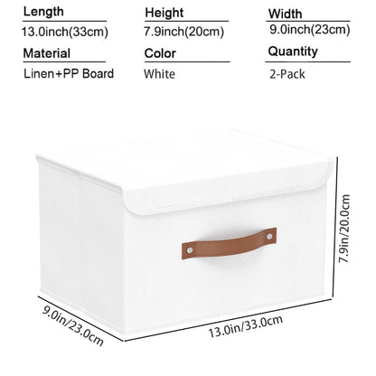 Yawinhe Foldable Storage Boxes, 2 Pack Fabric Baskets,33x23x20cm,White