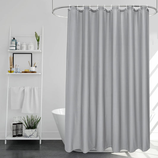 EurCross Grey Shower Curtains Mould Proof Resistant Washable, Quick Dry Water-resistant Fabric Bathroom Shower Curtain 180 x 180cm Drop with 12