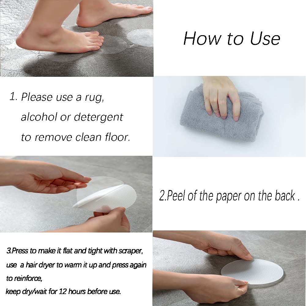 CCLKHY 20 Pcs Non Slip Bathtub Stickers, Round Non Slip Stickers, Shower Stickers, Transparent Self-Adhesive Non-Slip Strips Stickers for Bath Tub