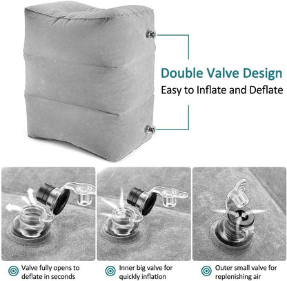 Inflatable Foot Rest Pillow, Yuandream Airplane Footrest Adjustable Height Travel Pillow for Kids, Footrest Pillow for Plane, Train, Car, Home