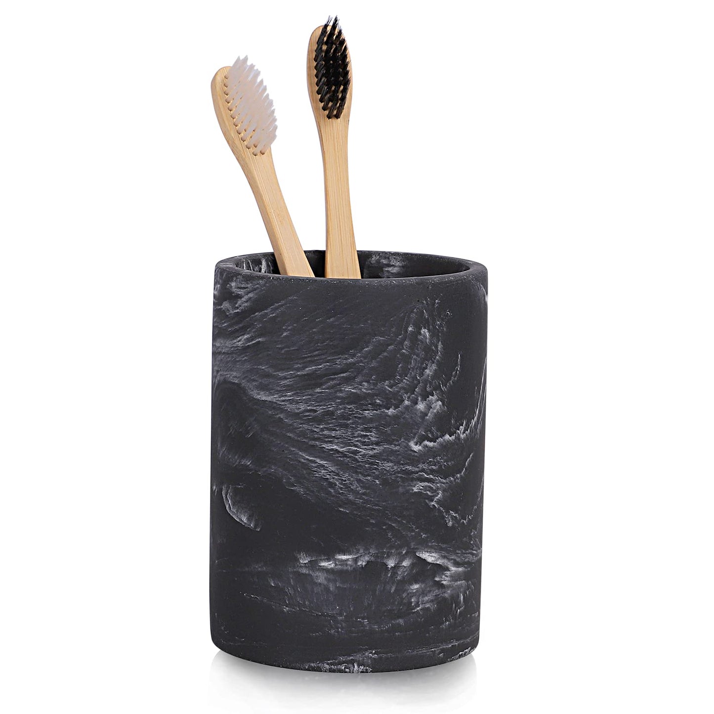 zccz Toothbrush Holder for Bathroom Marble Look, Electric Toothbrush and Toothpaste Holder, Organizer Makeup Brush and Razor, Black Marble Look