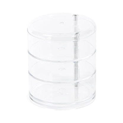 Compactor Swivel Jewellery Holder with 3 Levels, Transparent, Diameter 11.5 x H. 13.7 cm, RAN6040