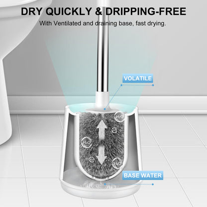SetSail Toilet Brush, Self Closing Lid Toilet Bowl Brushes Holder and Extra Long Handle Ventilated Toilet Brush Set for Bathroom Cleaning